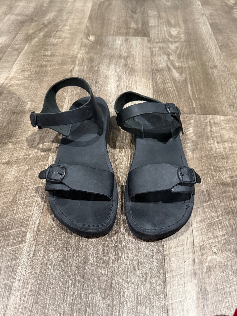 JERUSALEM SANDALS THE ORIGINAL JESUS BLACK LEATHER STRAPPY BUCKLE WOMENS 43